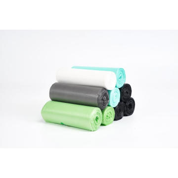 Biodegradable drawstring plastic trash bag